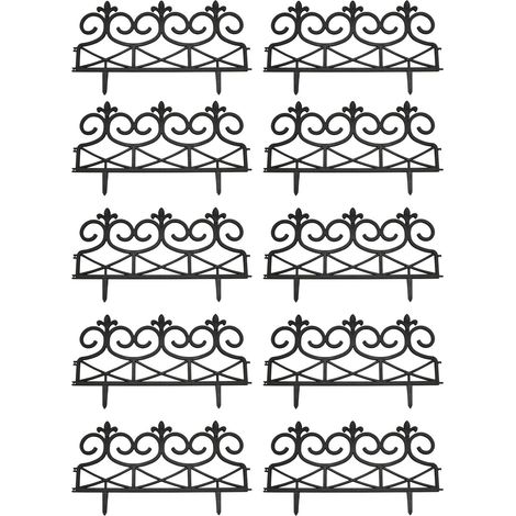 Fleur de Lys Black Plastic Lawn Edging (60cm x 32cm) - 10 Panels (1/5)