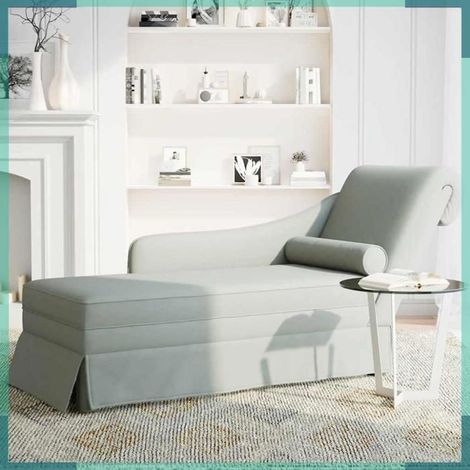 Fauteuil long - 4009782 - Velours gris clair - Accoudoir droit - Avec traversin (1/5)