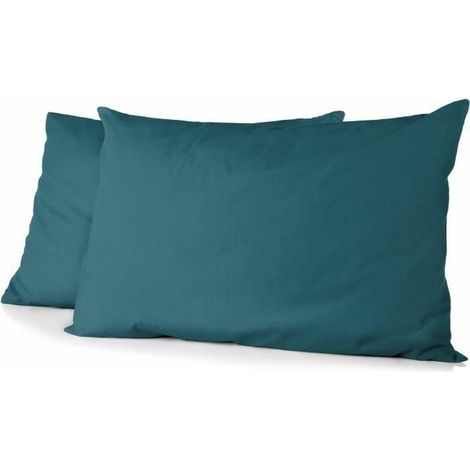home-linge-passion Set von Kissenbezügen Mikrofasern Blau Teal 50x70 cm