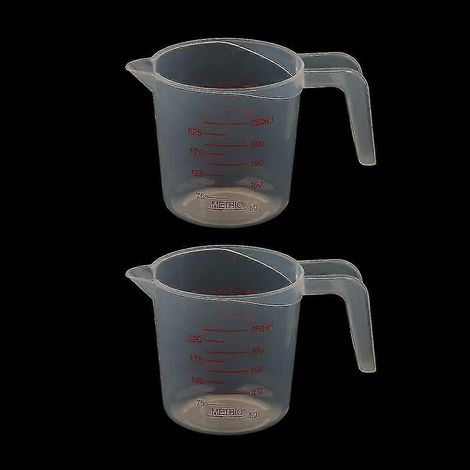 Gobelet doseur en plastique rouge pour jus, lait et thé (2 pièces) (1/2)
