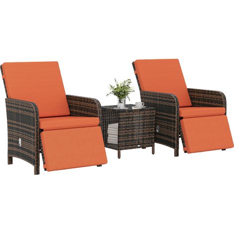 Orange 3-Piece Woven Resin Garden Bistro Set for Balcony (1/5)