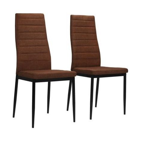 Chaise tissu marron et pieds métal noir Karlane - Lot de 2 (1/5)