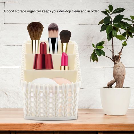 Mehrteilige Aufbewahrungsbox aus Rattan für Büro, Kosmetik und Accessoires, Schminkschubladen, cremeweiß (1/5)