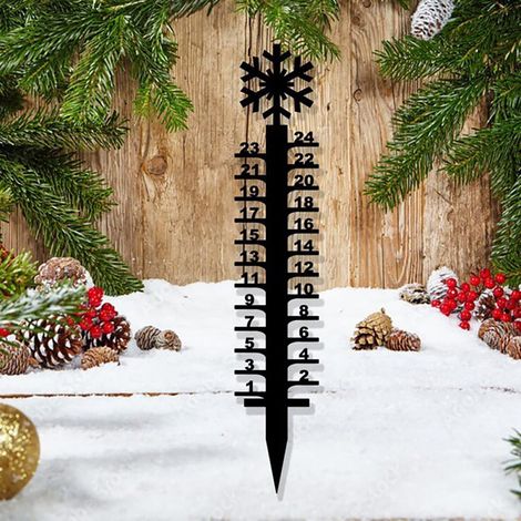 Snow Gauge - Metal Snowflake Design - Outdoor Garden Courtyard Use - 43 cm Height - 1 Unit (1/5)