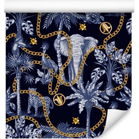 Papel pintado de animales tropicales para salón y dormitorio, 50x1000 cm. (1/5)