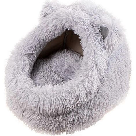 Lit en peluche pour chat, lit pour chien semi-fermé, lit amovible en L (1/5)