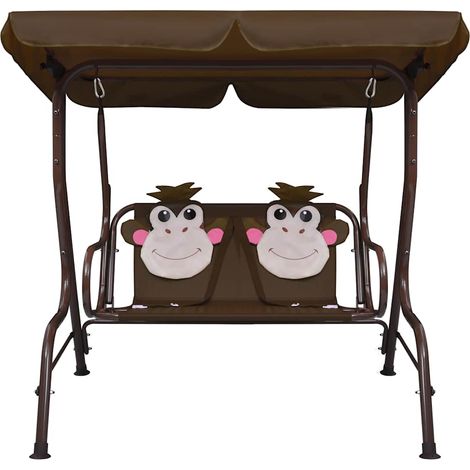 Balancelle de jardin, Chaise Fauteuil Suspendu, pour enfants Marron 115x75x110 cm Tissu OIB9217E (1/5)