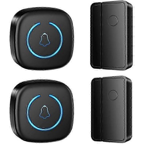 Sonnette de porte sans fil de qualité commerciale avec 2 émetteurs et 2 récepteurs pour alerte magasin (1/5)