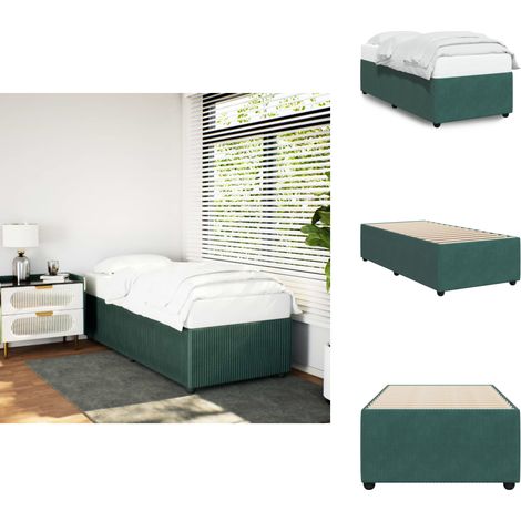 Cadre de lit sans matelas vert foncé 90x200 cm velours - Cadre De Lit - Cadres De Lit - Sommier - Meuble De Chambre À Coucher (1/5)