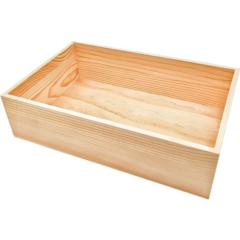 Boîte de rangement rectangulaire en bois brut 30 x 20 x 8 cm Récipient rustique en bois naturel pour la maison le bureau et la décoration du lieu