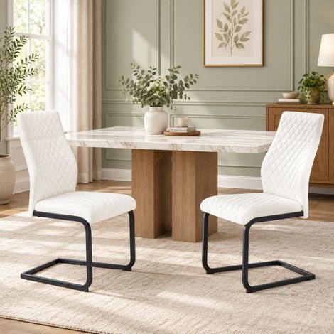 MEUBLIV Tavolo con 2 sedie 107 cm nero e bianco, doppio ripiano, stile industriale (1/5)