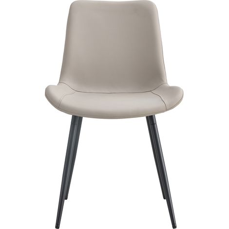 Juego de 4 sillas de comedor en polipiel gris y negro con estructura metálica (1/5)