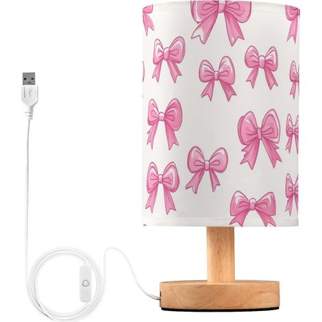 Kcldeci Lampe de chevet à motif nœud rose pour chambre coucher (1/5)