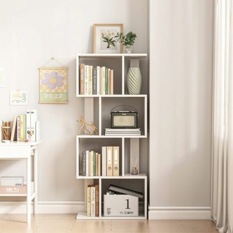 Modernes weißes hohes Bücherregal 140CM (1/3)