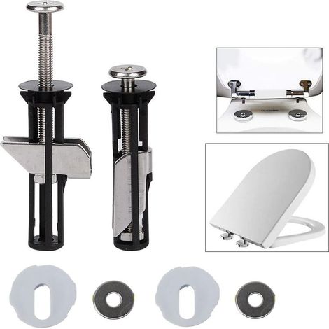 Universal 2-piece toilet seat screw replacement kit, heavy-duty stainless steel toilet seat hinge bolts with two sizes of metal washers. (1/5)