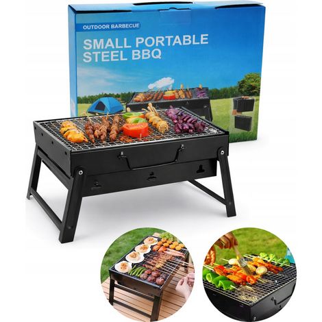 Tragbarer und faltbarer Gartengrill, Koffergröße, Holzkohle.
