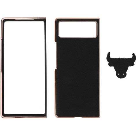 Handyhülle für Xiaomi MIX Fold 2, stoßfeste Lederhülle mit galvanisierter Oberfläche, kratzfester Schutz, schwarz (1/5)
