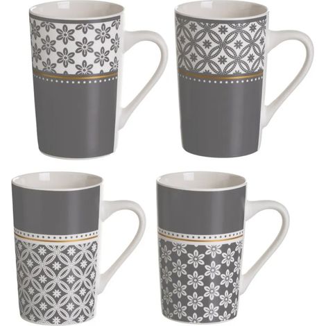 Set de 4 mugs en céramique gris (1/5)
