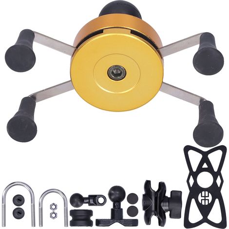Support téléphone moto universel XGrip guidon ajustable pour iPhone 7 8 SE X XS XR, 13 accessoires inclus, doré (1/5)