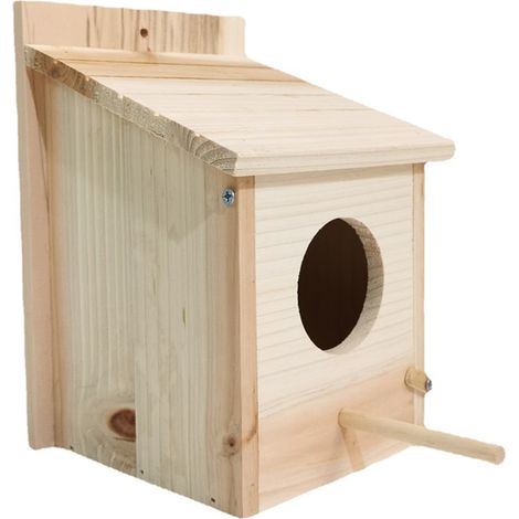 Nichoir Oiseaux - Bois Naturel - Pour Mésange Bleue Charbonnière Canari - Abri Nidification Extérieur - Suspendu Jardin - 1 Pièce (1/5)