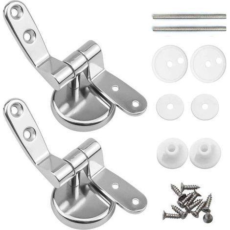 HONORNIC - Toilet Seat Hinge Fasteners, Pack of 2 Replacement Toilet Seat Hinges with Zinc Alloy Fixings (1/4)