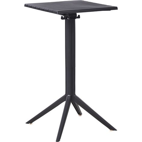 Mesa de balcón sintética con tablero abatible resistente al aire libre exterior negro Lemnos