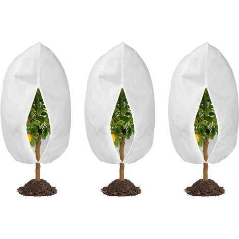 Lote de 3 fundas protectoras contra el frío para plantas con cordón y cremallera, reutilizables, 60x80 cm (1/5)