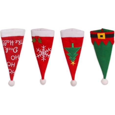 4-teiliges Besteckset in Form von Weihnachtsmützen, Aufbewahrungszubehör für festliche Dekorationen und Christbaumschmuck (1/5)