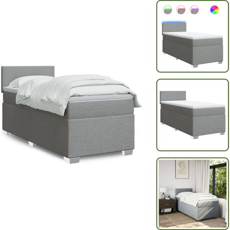 Boxspringbett mit Matratze Hellgrau 90x190 cm Stoff - Boxspringbett - Doppelbett - Bettenrahmen - Schlafsystem - Liegekomfort (1/5)