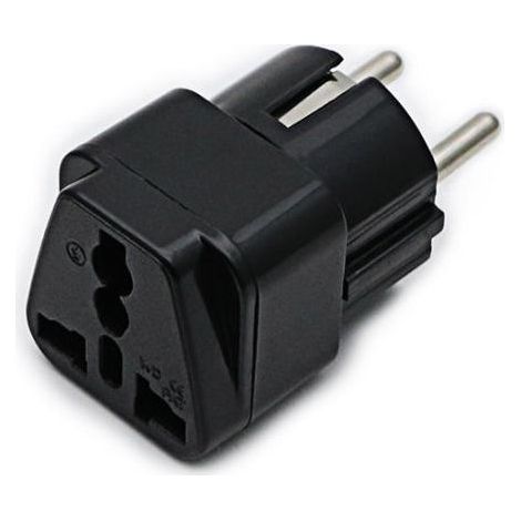BDD Universal-EU-Steckeradapter, internationaler Stecker-zu-EU-Stecker-Konverter, 250-V-Reiseadapter, Schwarz (1/5)