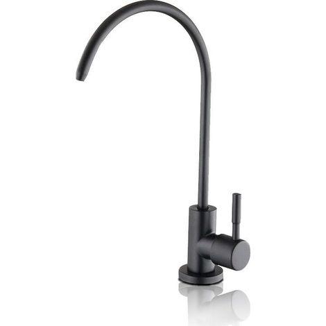 – Robinet osmoseur noir mat en acier inoxydable 304 – Valve céramique – Bec pivotant 360° – Hauteur 210mm pour osmose inverse (1/5)