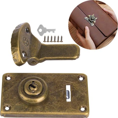 Ensemble de 2 verrous à boucle pour caisse en bois, accessoires de quincaillerie rétro pour la décoration de meubles (1/5)