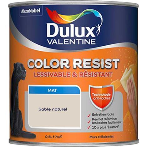 Peinture bicouche intérieure Color Resist Murs et Boiseries Mat Sable Naturel 0,5 L - Dulux Valentine