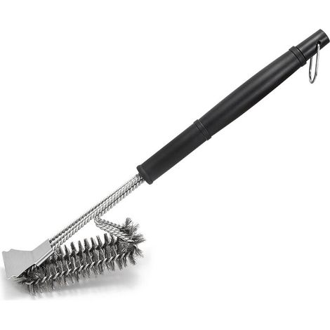 Spazzola per barbecue, spazzola per la pulizia del barbecue 3 in 1, setole in acciaio inossidabile per una pulizia rapida ed efficace di tutte le griglie