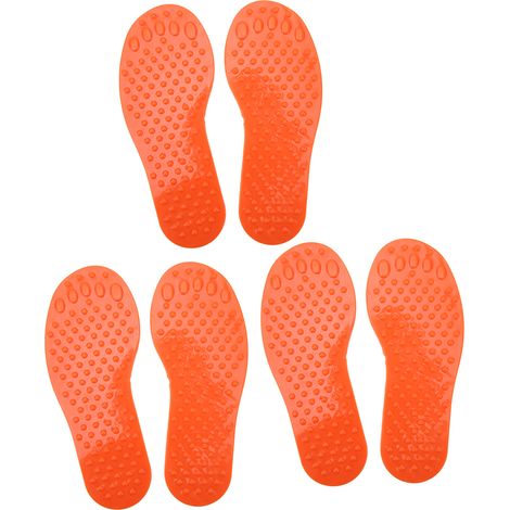 3 Paires Marqueurs Empreintes PVC Forme Pied Colorés Tapis d'Entraînement Jouet Intérieur Extérieur Orange (1/5)