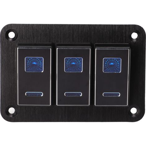 Panneau 3 interrupteurs à bascule étanche 12-24V 30A 5 broches LED bleu clip PC souple pour camping-car voiture bateau (1/5)