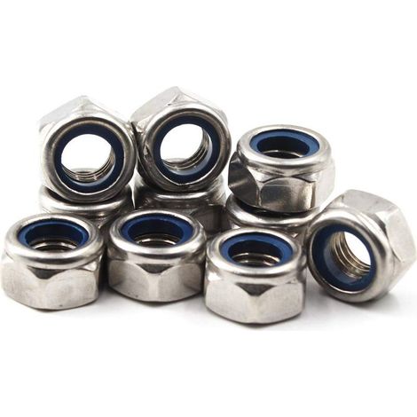 M4 métrique hexagonale Écrou de verrouillage en nylon Insert 304 en acier inoxydable (50 Pièces) (1/5)