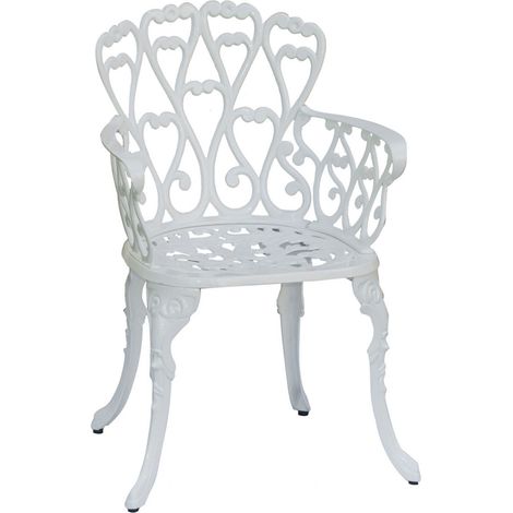 Inko Gartenstuhl Eden weiß Alu-Guss Gartensessel für Terrassen 60x57x85 cm (1/5)