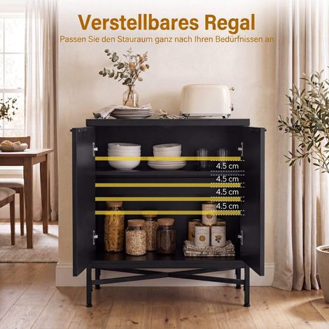 Black Fluted Sideboard Cabinet with Adjustable Shelves (1/5)