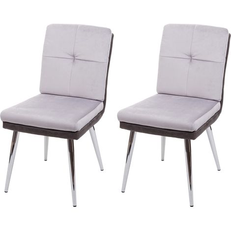 [JAMAIS UTILISÉ] 2x Chaise de salle à manger HHG-556, chaise pour la cuisine, chaise rembourrée, similicuir velours, gris (1/5)