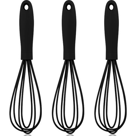 Fouet En Silicone - Acier Inoxydable - Résistant À La Chaleur Jusqu'à 230 °C - Pour Cuisinières Antiadhésives - Lot De 3 (1/5)