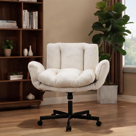 Chaise de bureau beige en chenille 57,5 x 60 x 92,5 cm (1/5)