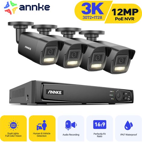 ANNKE Kit de Vidéosurveillance Smart Dual Light avec 4 Caméras 5MP Vision Nocturne Alarme E-Mail Kit Caméra de Surveillance Exterieure APP/PC à Distance (1/5)