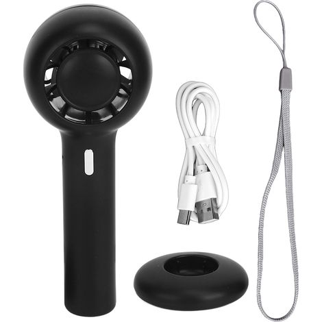 Mini ventilateur à main USB rechargeable sur batterie 3 vitesses aromathérapie portable pour été noir (1/5)