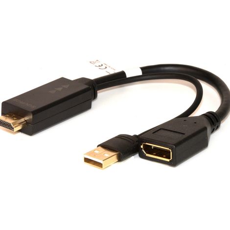 Link Accessori LKADAT202 Videokabel-Adapter 1 m HDMI Typ A (Standard) DisplayPort + USB Type-A Schwarz (1/3)