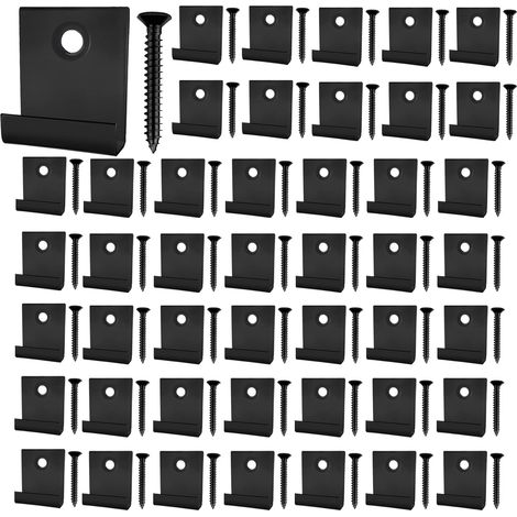 50 pièces de clips de fixation WPC pour les extrémités, clips de démarrage à fixation cachée pour les planches avec vis autotaraudeuses, accessoires de bricolage (noir) (1/5)