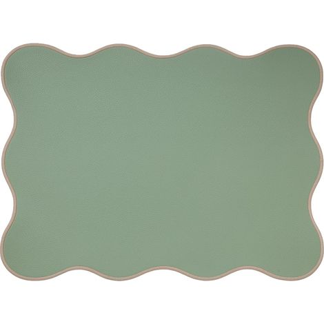 Set de table rectangle Juliette Vert bordure beige 33 x 45cm