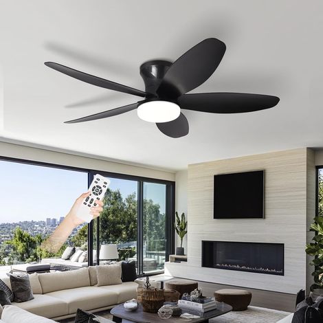 Deckenventilator mit LED-Beleuchtung, leisem Gleichstrommotor, Fernbedienung, 6 Geschwindigkeitsstufen, 3-farbig dimmbarem Licht, Sommer-/Winterfunktion, Timer, für Wohnzimmer, Schlafzimmer, Küche – 1 (1/5)