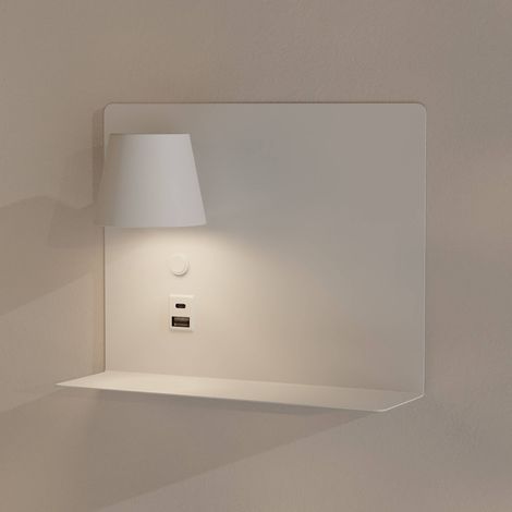 Aplique da parete per lettura con porta USB e USBC "BASKOP" -