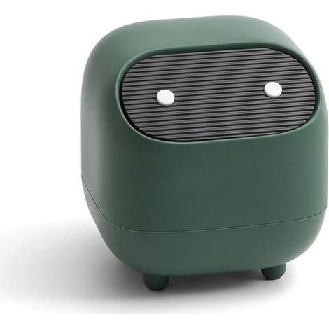 Mini poubelle avec couvercle – Motif ninja mignon – Idéale pour les bureaux, salles de bain et salles d'étude – Verte (1/5)
